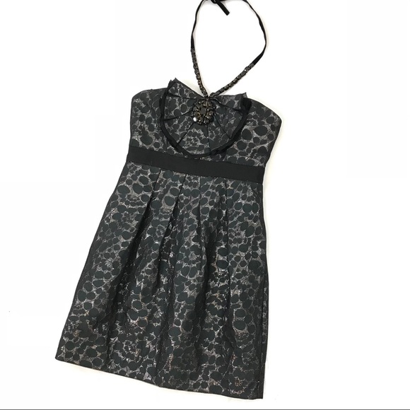 BCBGMaxAzria Dresses & Skirts - BCBG MAX AZRIA BLACK JACQUARD  HALTER DRESS